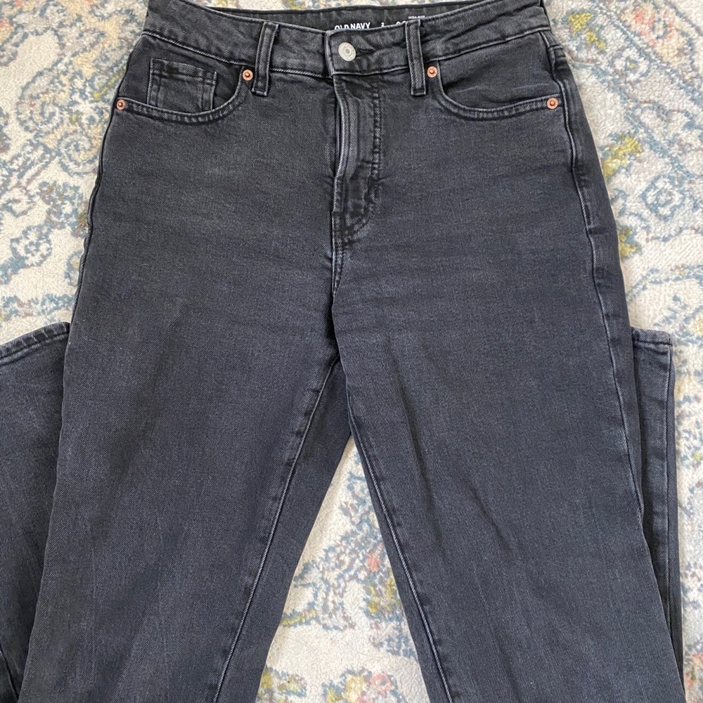 Old Navy High Rise O.G. Straight Leg Jeans in Black Wash Size 2